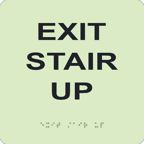 Glow Exit Stair Up Braille Sign (GADA106BK)