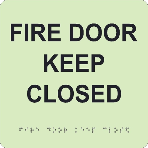 Glow Fire Door Keep Closed Braille Sign (GADA108BK)