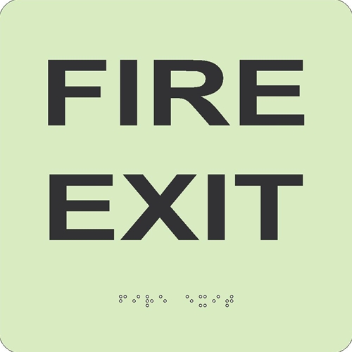 Glow Fire Exit Braille Sign (GADA109BK)