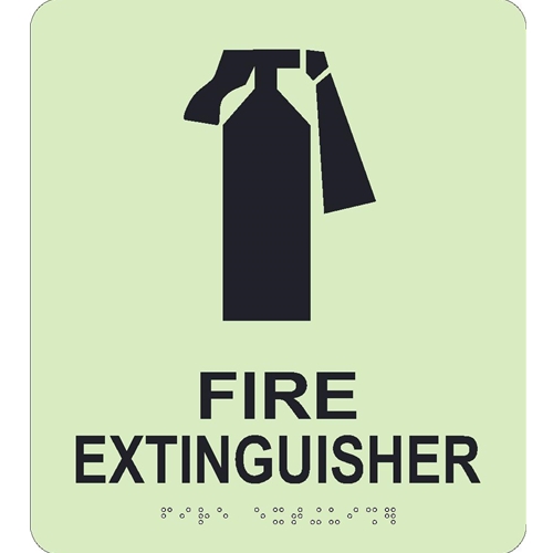 Glow Fire Extinguisher Braille Sign (GADA110BK)