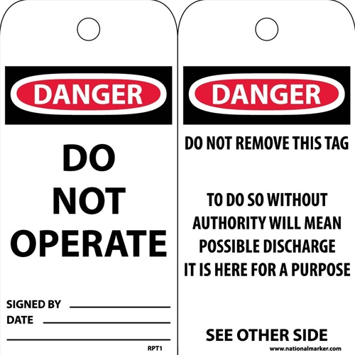 Danger Do Not Operate Tag (RPT1)