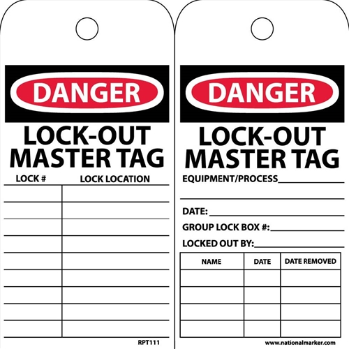 Danger Lock-Out Master Tag Lock Location Tag (RPT111)