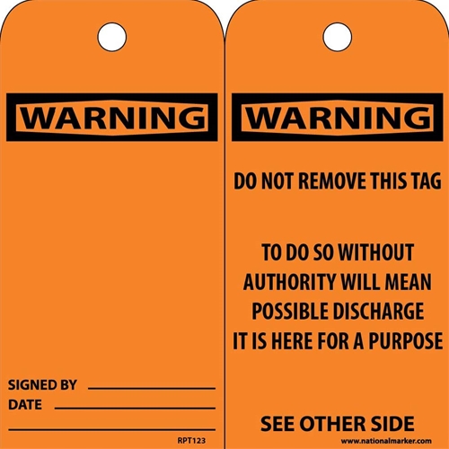 Warning Signed By & Date Tag (RPT123)