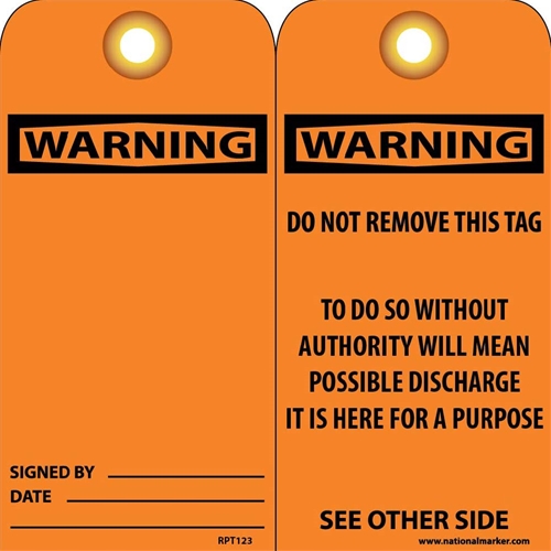 Warning Signed By & Date Tag (RPT123G)