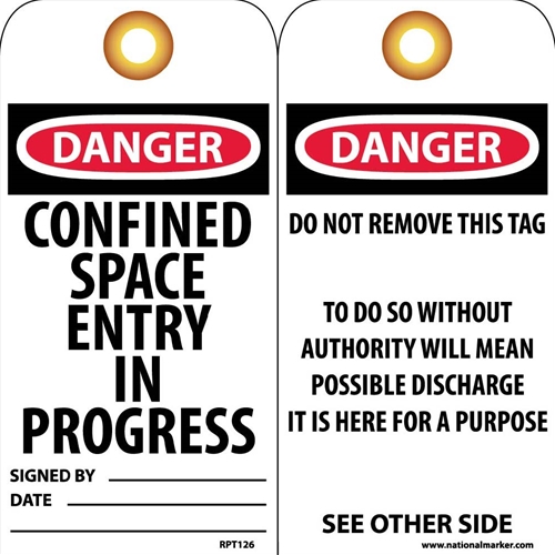 Danger Confined Space Entry In Progress Tag (RPT126G)
