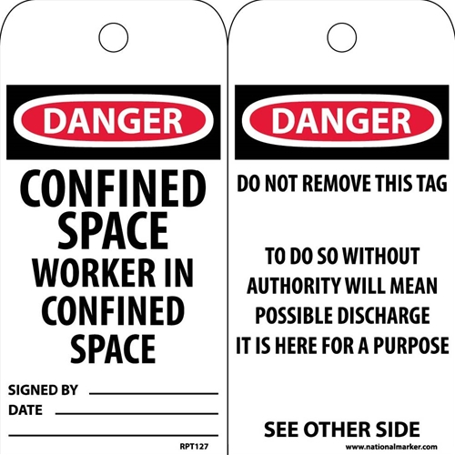 Danger Confined Space Worker In Confined Space Tag (RPT127)