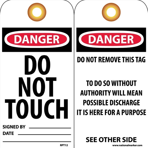 Danger Do Not Touch Tag (RPT12G)