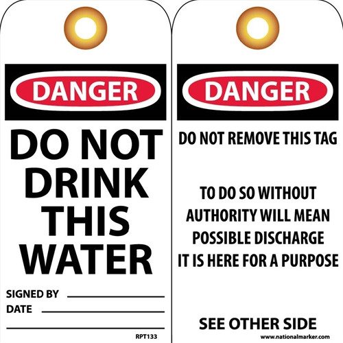 Danger Do Not Drink This Water Tag (RPT133G)