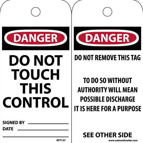 Danger Do Not Touch This Control Tag (RPT137)