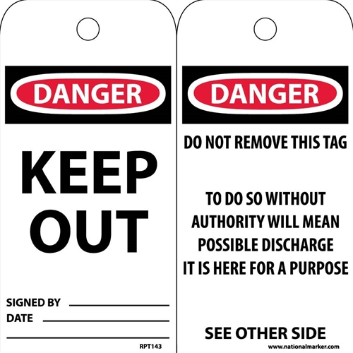 Danger Keep Out Tag (RPT143)
