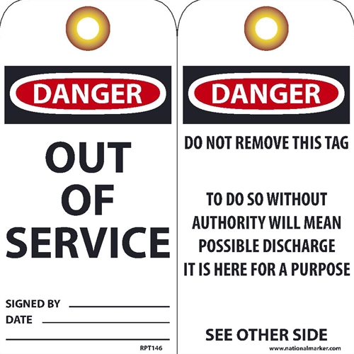 Danger Out Of Service Tag (RPT146G)