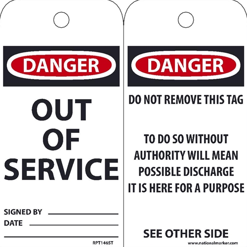 Danger Out Of Service Tag (RPT146ST)