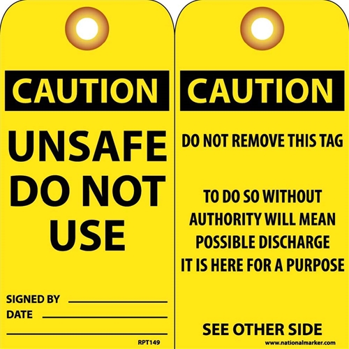 Caution Unsafe Do Not Use Tag (RPT149G)