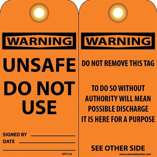 Warning Unsafe Do Not Use Tag (RPT150G)
