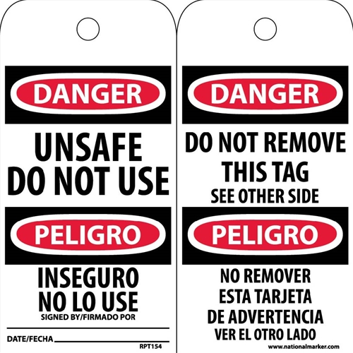 Danger Unsafe Do Not Use Tag (RPT154)