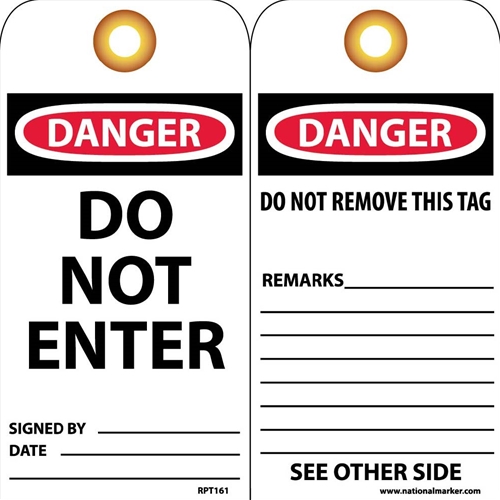 Danger Do Not Enter Tag (RPT161G)