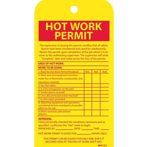 Hot Work Permit Tag (RPT171)