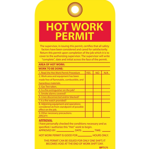 Hot Work Permit Tag (RPT171G)