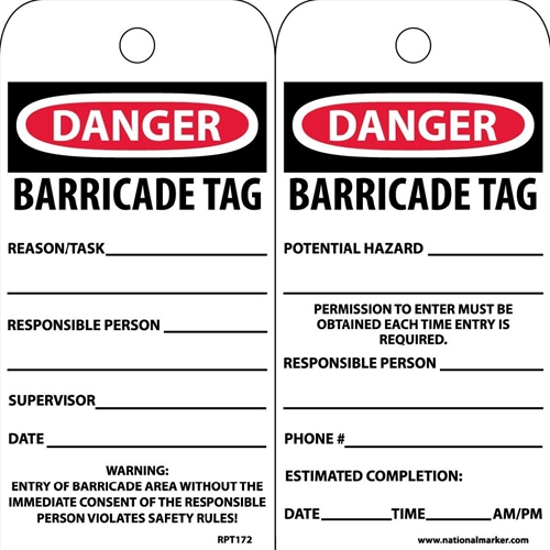 Danger Barricade Tag (RPT172)