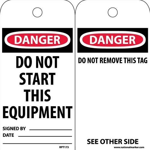 Danger Do Not Start This Equipment Tag (RPT173)