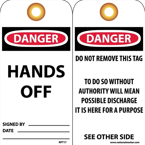 Danger Hands Off Tag (RPT17G)