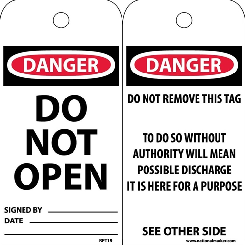 Danger Do Not Open Tag (RPT19)