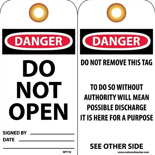 Danger Do Not Open Tag (RPT19G)
