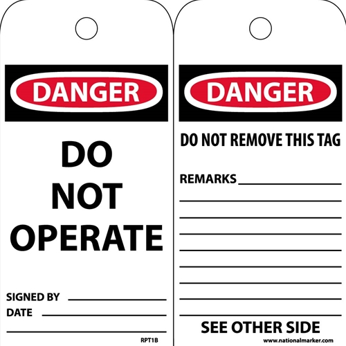 Danger Do Not Operate Tag (RPT1B)