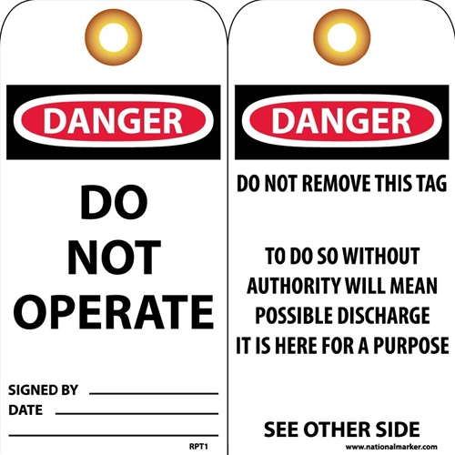 Danger Do Not Operate Tag (RPT1G)