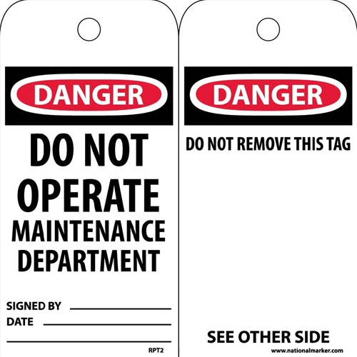 Danger Do Not Operate Maintenance Department Tag_ (RPT2)