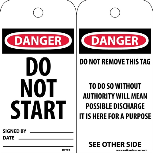 Danger Do Not Start Signed Tag (RPT22)