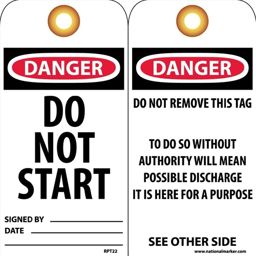 Danger Do Not Start Signed Tag (RPT22G)