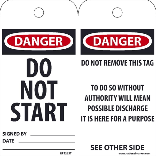 Danger Do Not Start Tag (RPT22ST)