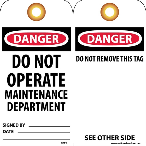 Danger Do Not Operate Maintenance Department Tag_ (RPT2G)