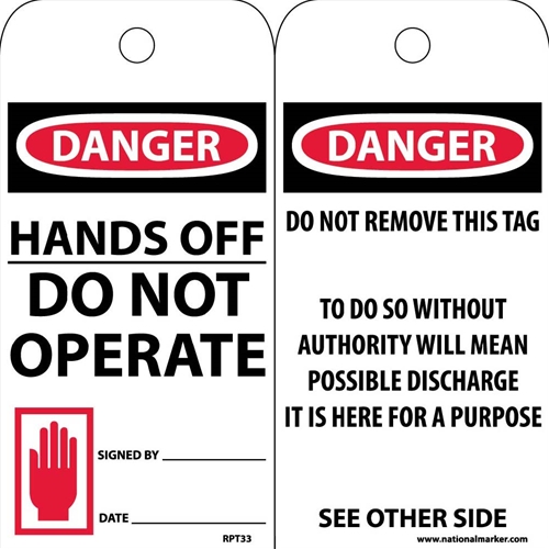 Danger Hands Off Do Not Operate Tag (RPT33)