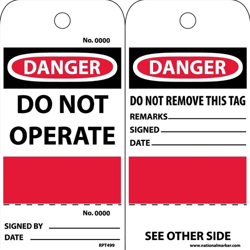 Danger No. ___ Do Not Operate No.___ Tag (RPT499)
