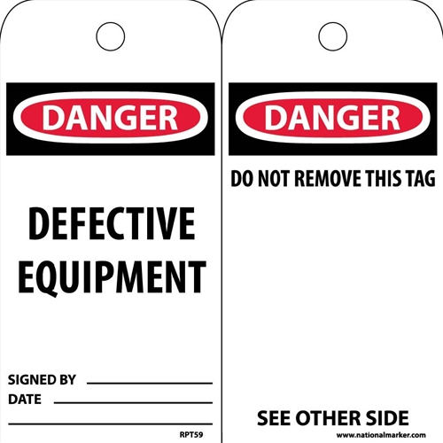 Danger Defective Equipment Tag (RPT59)