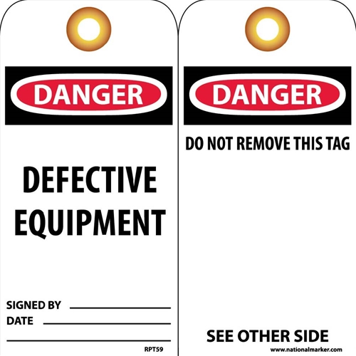 Danger Defective Equipment Tag (RPT59G)