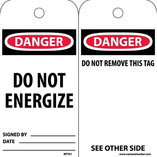 Danger Do Not Energize Tag (RPT61)