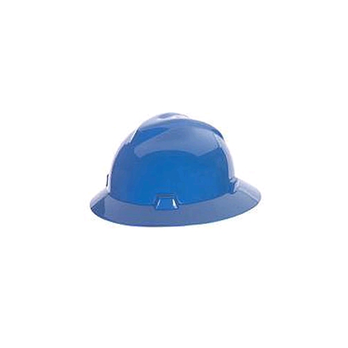 MSA 475368 V-Gard Full Brim Hard Hat, Fas-Trac, Blue