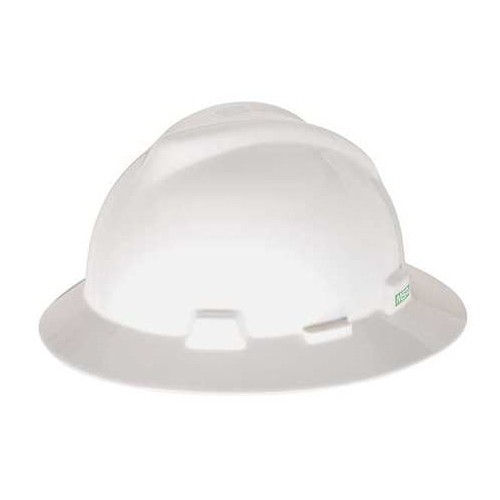 Download MSA 475369 V-Gard Full Brim Hard Hat, Fas-Trac, White for ...