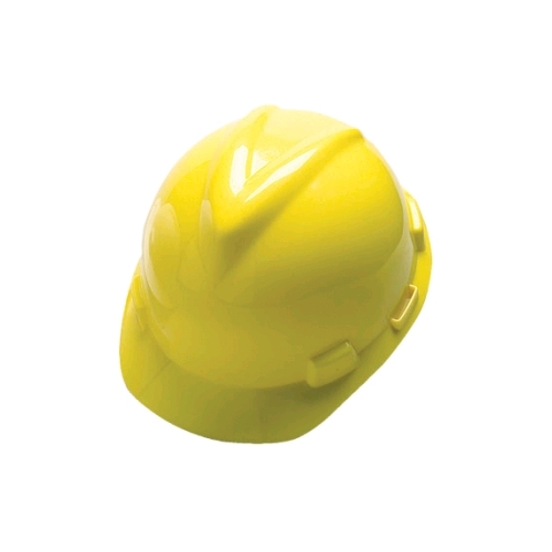 MSA 463944 V-Gard Helmet w/ Staz-On Suspension, Pin-Lock, Yellow