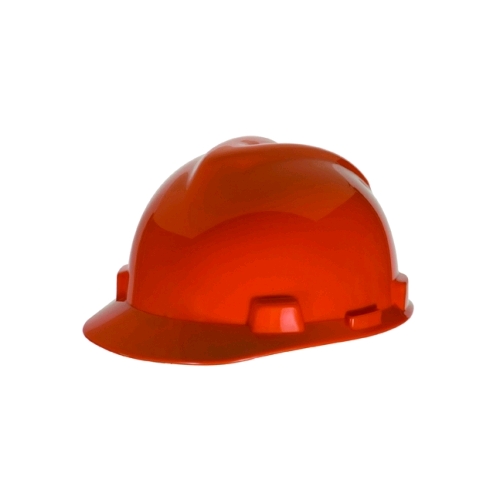 MSA 463945 V-Gard Helmet w/ Staz-On Suspension, Pin-Lock, Orange