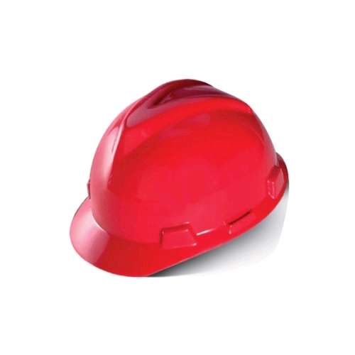MSA 463947 V-Gard Helmet w/ Staz-On Suspension, Pin-Lock, Red