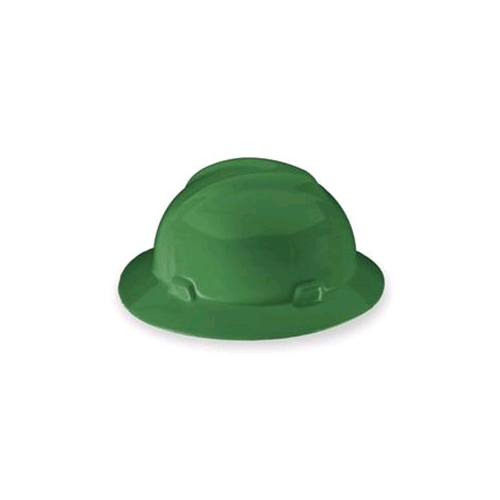 MSA 454735 V-Gard Full Brim Staz-On Suspension Hard Hat, Pinlock, Green