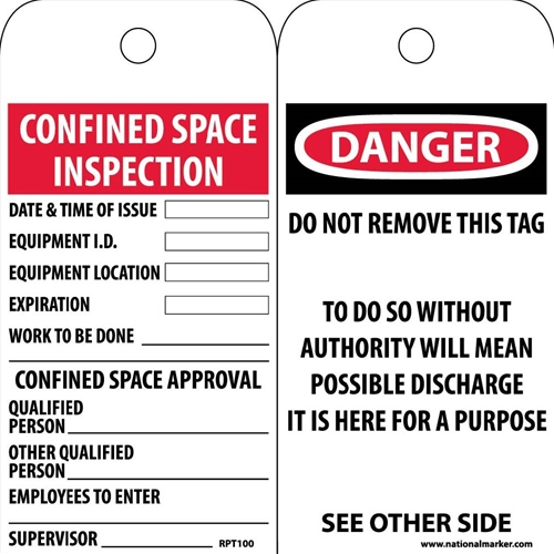 Danger Confined Space Tag (RPT100)